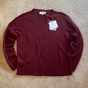 Bianco Blu Made in Italy Merino Cashmere Blend Crew Neck Sweater Burgundy LARGE